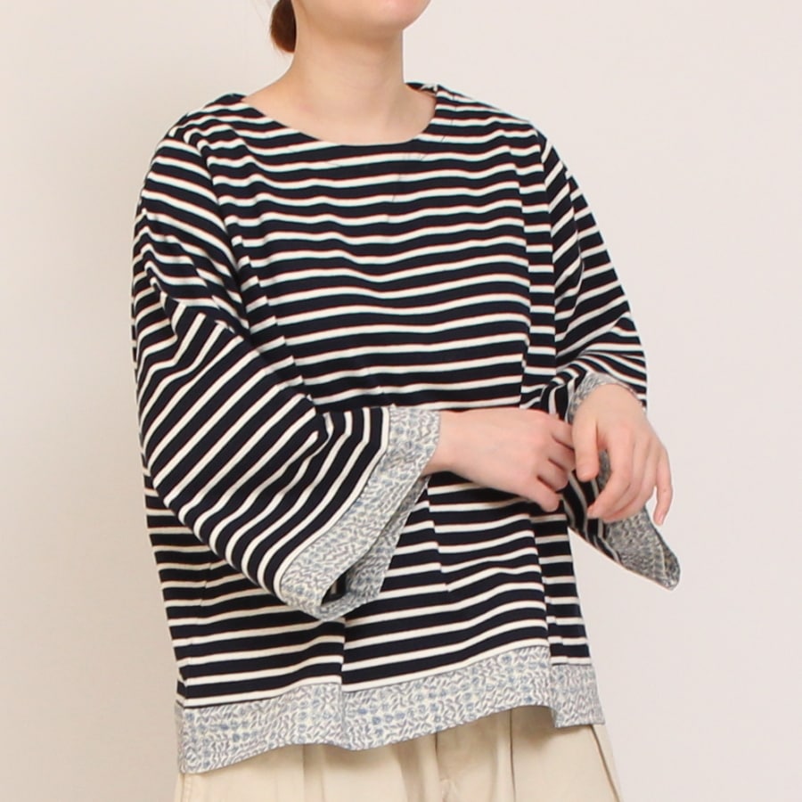 【30％OFF】【WHITE・NAVYのみ 残り僅か】LIBERTYボーダーMIXプルオーバー
