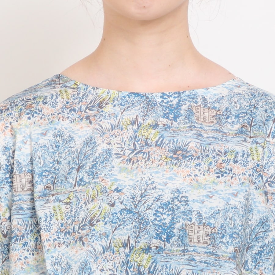 【20％OFF】【IVORYのみ ラスト1点】リバティボートネック シャーリング袖プルオーバー2508