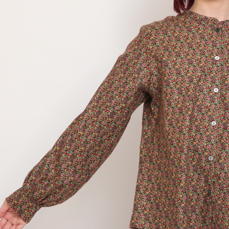 【再値下げ・40%OFF】【WINEのみ ラスト1点】エアリーコットLIBERTYスタンドカラーシャツ(2311)