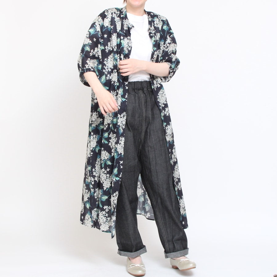 【CHARCOAL GRAYのみ ラスト１点】【本店限定商品】シルフローンLIBERTYショルダーギャザーワンピース(2407)