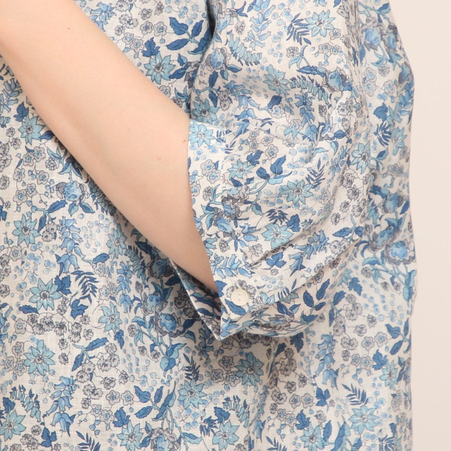 【30％OFF】【BLUEのみラスト１点】フランダースLIBERTY5分袖変形フリルシャツ2504