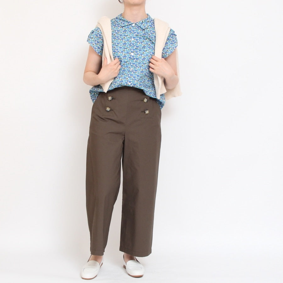 【30％OFF】【YELLOWサイズ１のみ　ラスト１点】リバティチューリップ袖ブラウス(2405)