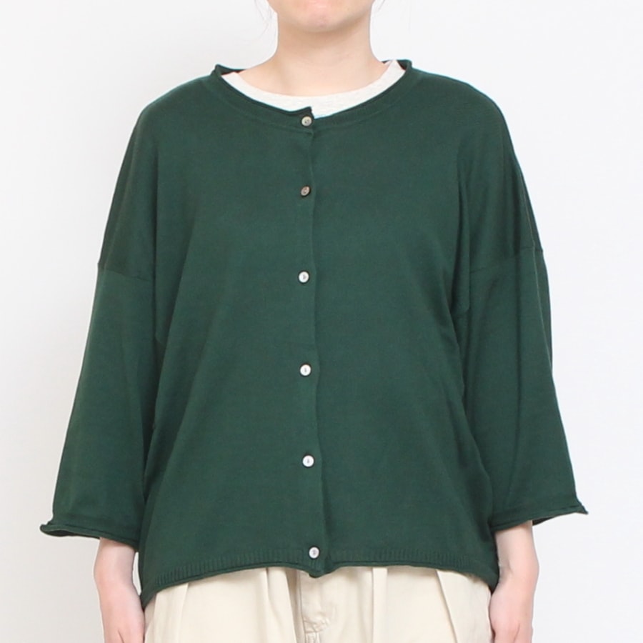 【IVORY WINEのみ　残り僅か】mao madeピマコットン7分袖カーディガン(2407)