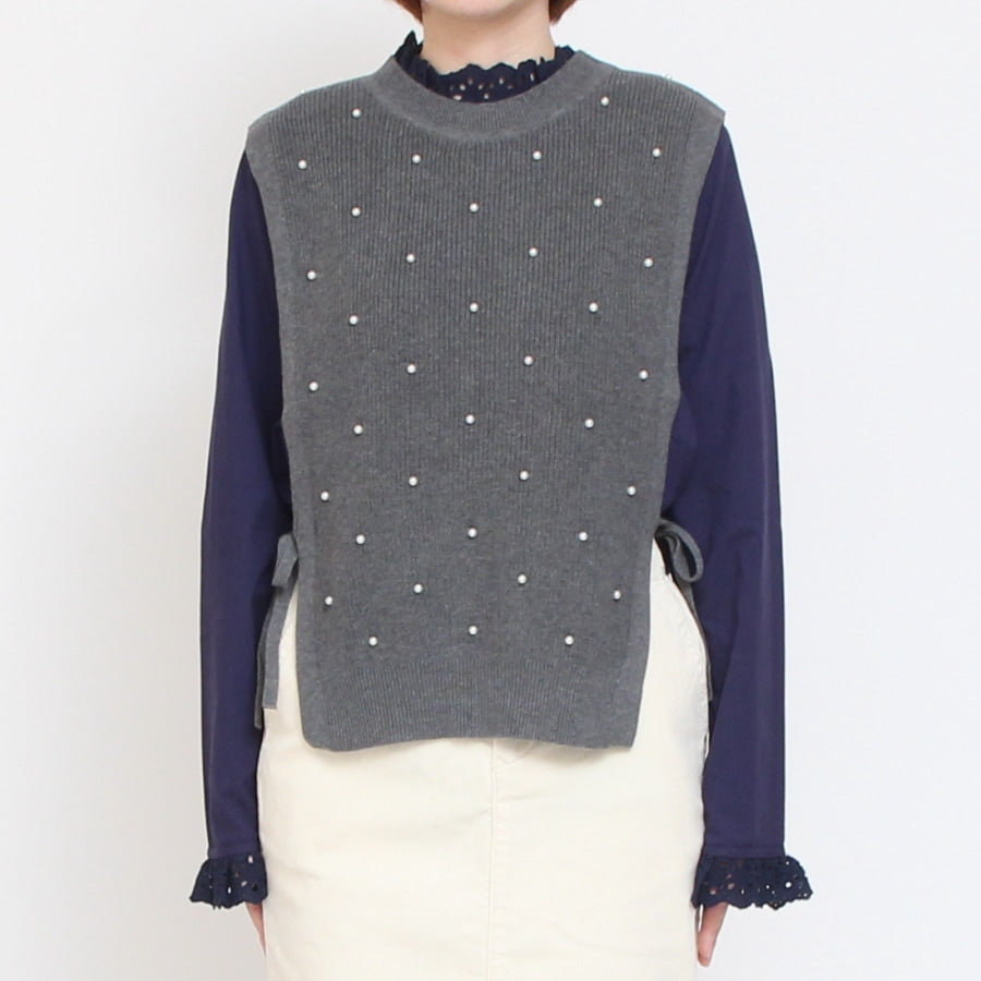 【50%OFF】sosottoパールニットベスト