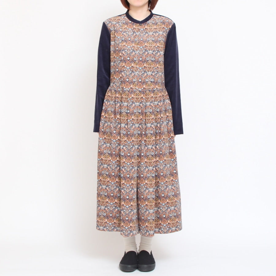【20％OFF】【CAMELのみ】コーデュロイLIBERTY切替キーネックワンピース2411