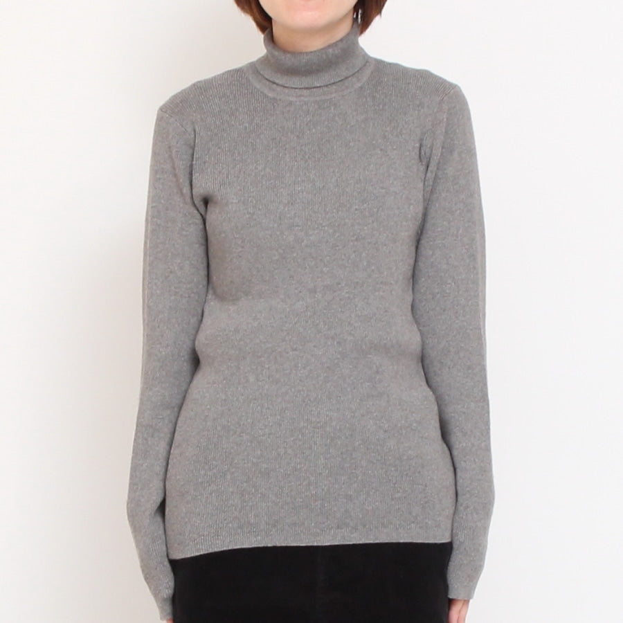 【20％OFF】【BLACKのみ ラスト1点】sosottoリブタートルプルオーバー42453714