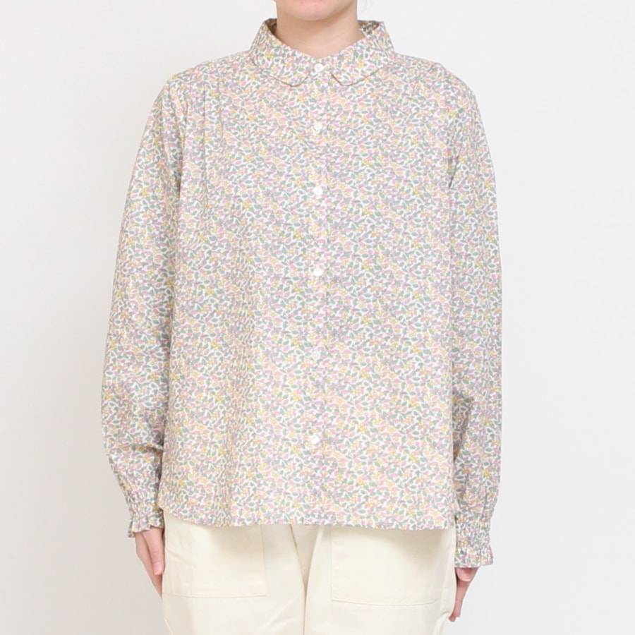 【再値下げ】【YELLOWラスト1点】LIBERTY丸襟シャーリング袖ブラウス2502