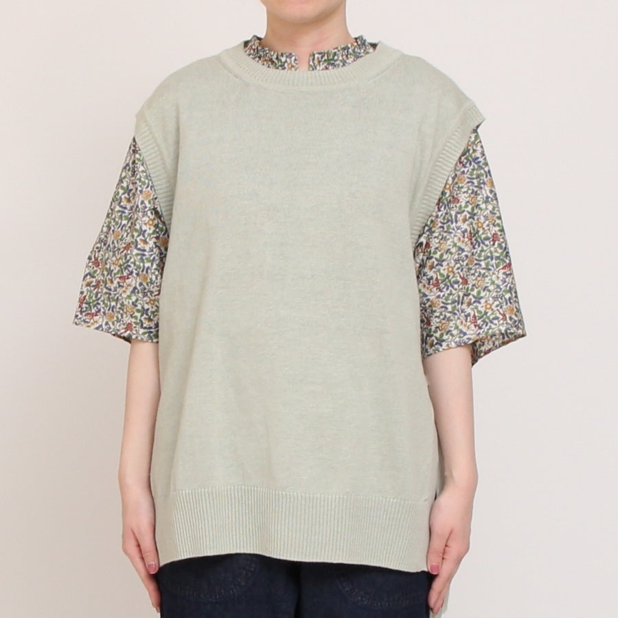 【50%OFF】【IVORY・MINTのみ 残り僅か】mao made UVカットリネン サイド釦ベスト