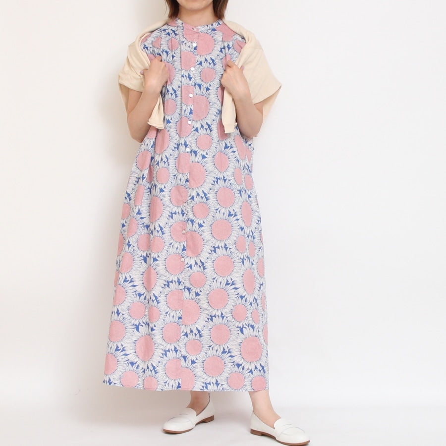 【30%OFF】【BLUE・BROWNラスト1点】リバティ スタンドフレンチワンピース(2507)