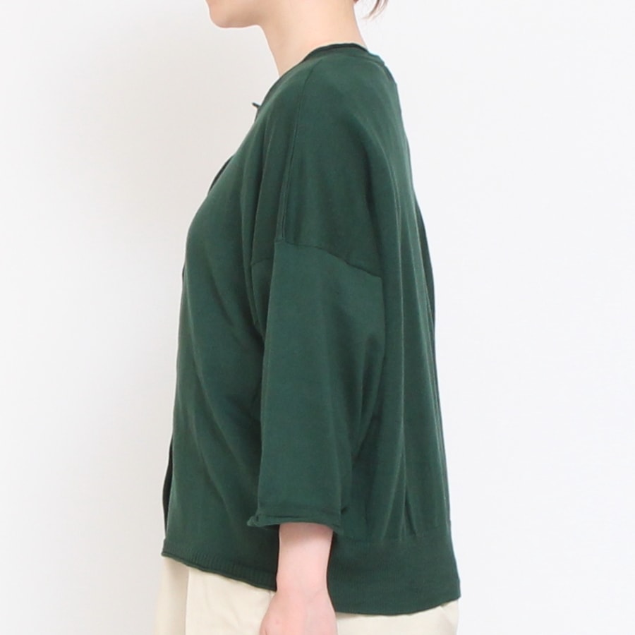 【IVORY WINEのみ　残り僅か】mao madeピマコットン7分袖カーディガン(2407)