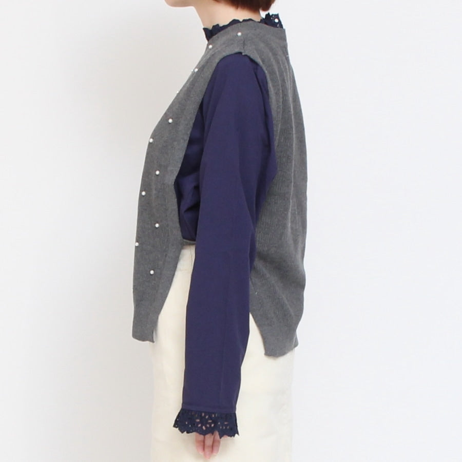 【50%OFF】sosottoパールニットベスト
