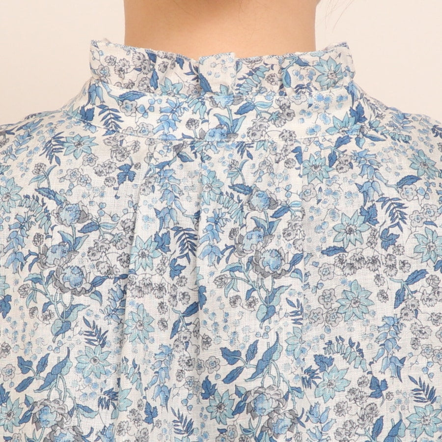 【30％OFF】【BLUEのみラスト１点】フランダースLIBERTY5分袖変形フリルシャツ2504