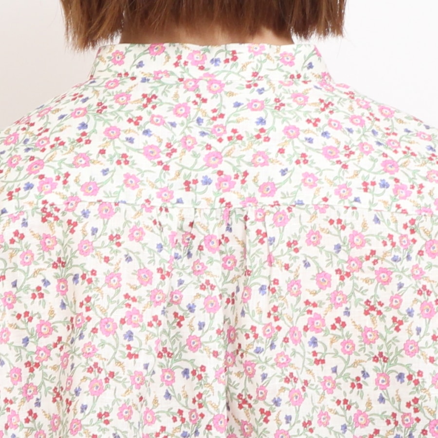 【再値下げ】【PINKのみ ラスト１点】フランダースリネンLIBERTY フロントフリルシャツ(2506)