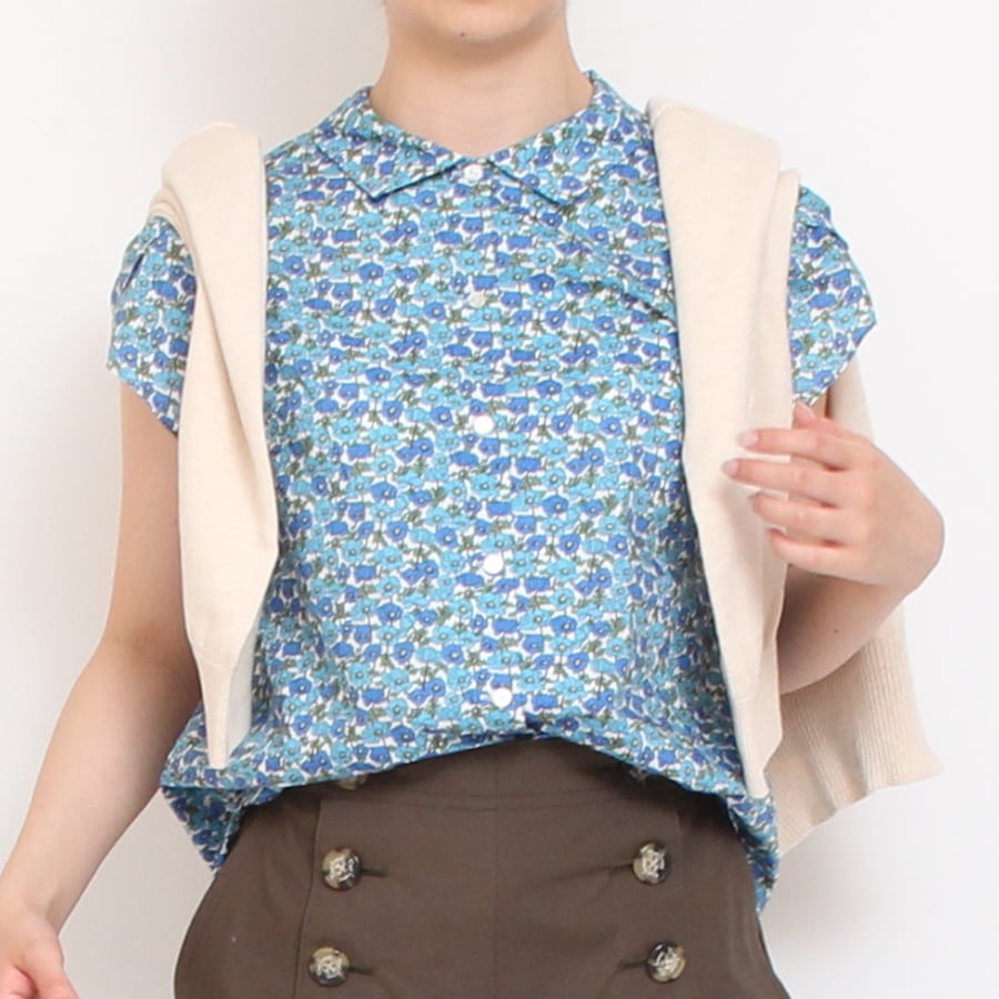 【30％OFF】【YELLOWサイズ１のみ　ラスト１点】リバティチューリップ袖ブラウス(2405)