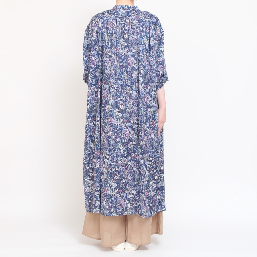 【CHARCOAL GRAYのみ ラスト１点】【本店限定商品】シルフローンLIBERTYショルダーギャザーワンピース(2407)