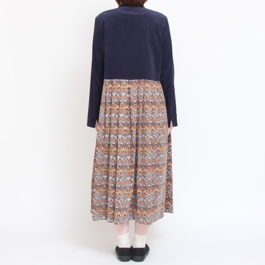 【20％OFF】【CAMELのみ】コーデュロイLIBERTY切替キーネックワンピース2411