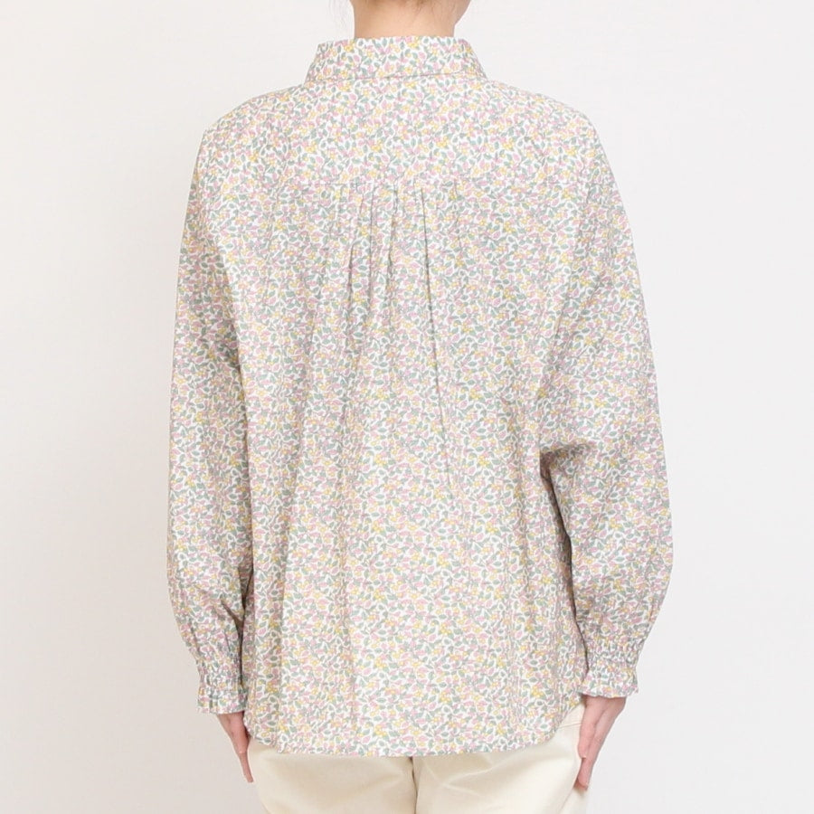【再値下げ】【YELLOWラスト1点】LIBERTY丸襟シャーリング袖ブラウス2502