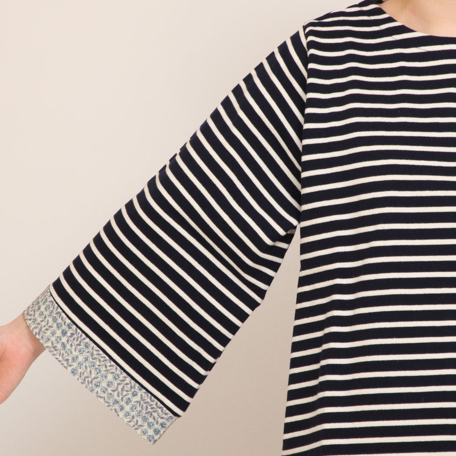 【30％OFF】【WHITE・NAVYのみ 残り僅か】LIBERTYボーダーMIXプルオーバー