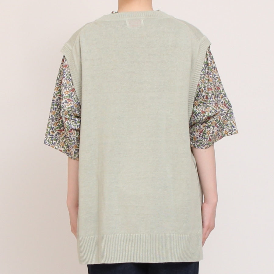 【50%OFF】【IVORY・MINTのみ 残り僅か】mao made UVカットリネン サイド釦ベスト