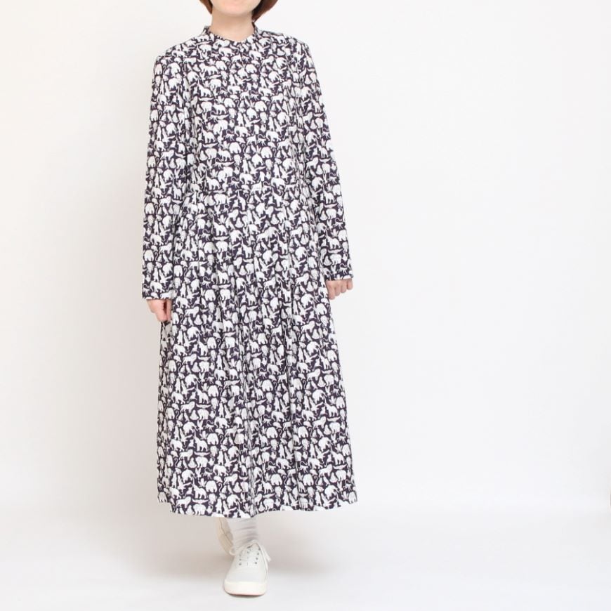 【20％OFF】【WINEサイズ２ ラスト1点】24animals長袖キーネックワンピース(2409)