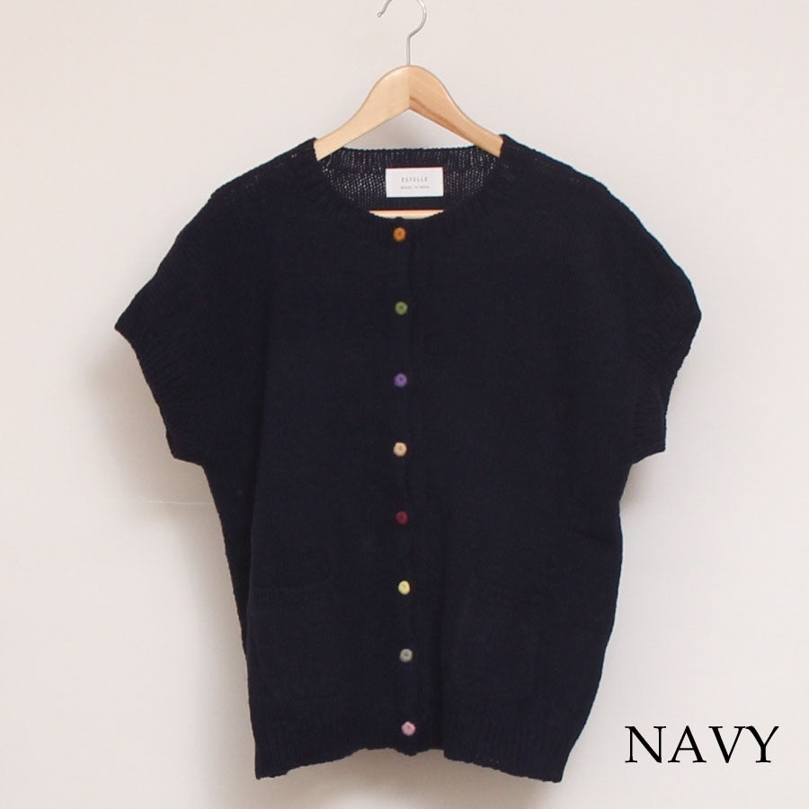 【NAVYのみ】PERUカラフル釦ワイドベスト(2409)