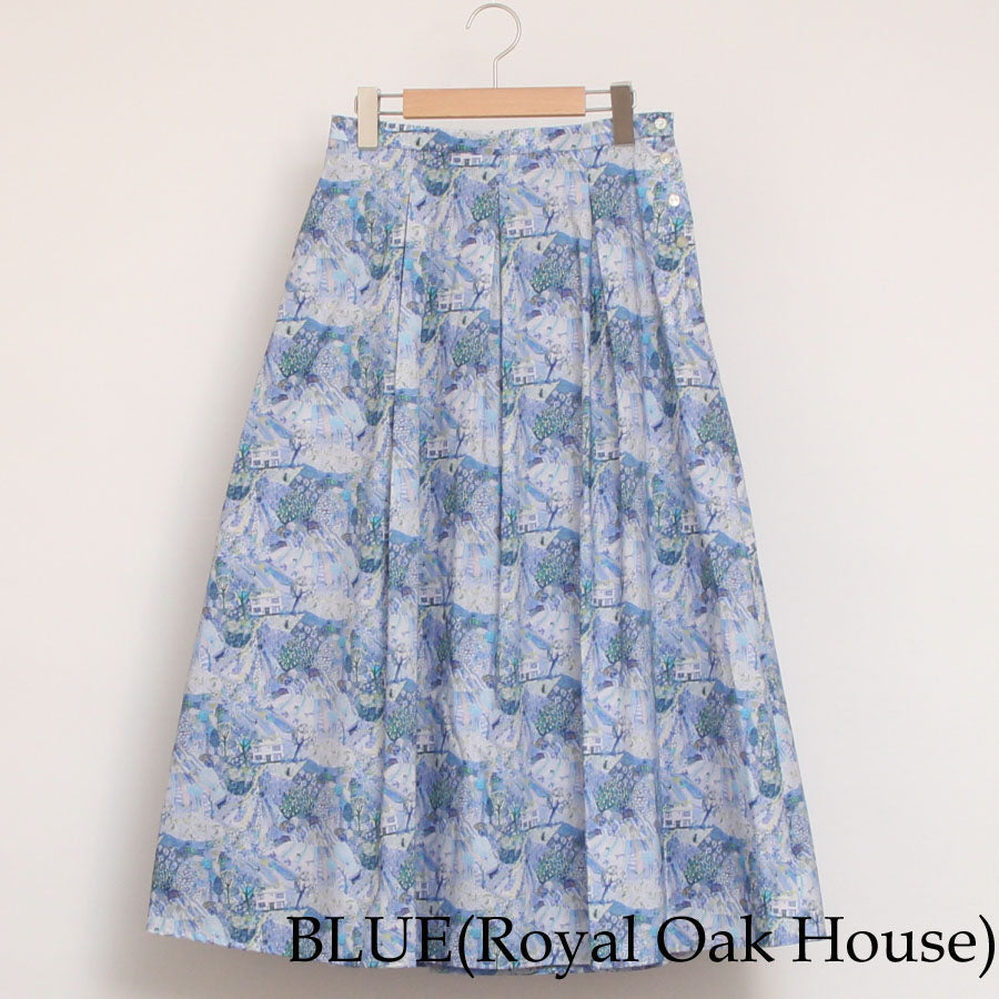 【WINE・BLUEラスト1点ずつ】リバティサイド釦スカート(2405)