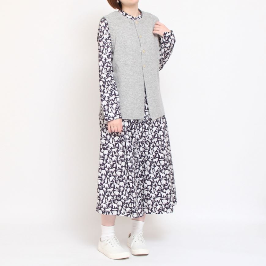 24animals長袖キーネックワンピース(2409)