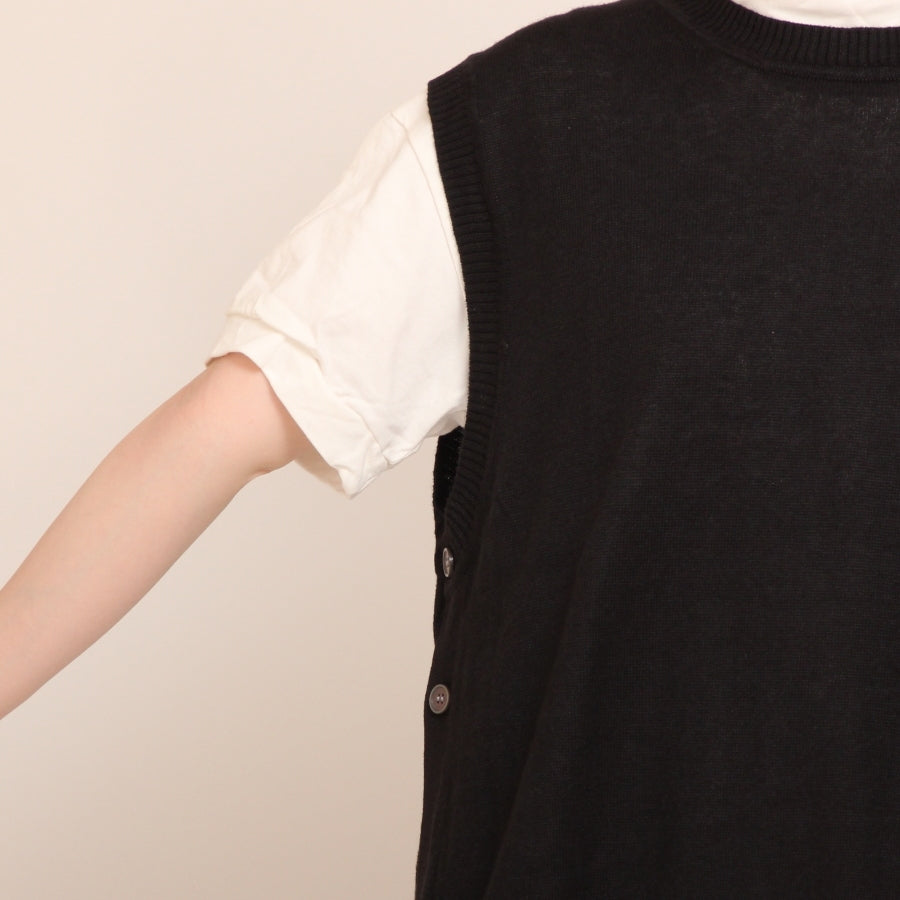 【50%OFF】【IVORY・MINTのみ 残り僅か】mao made UVカットリネン サイド釦ベスト