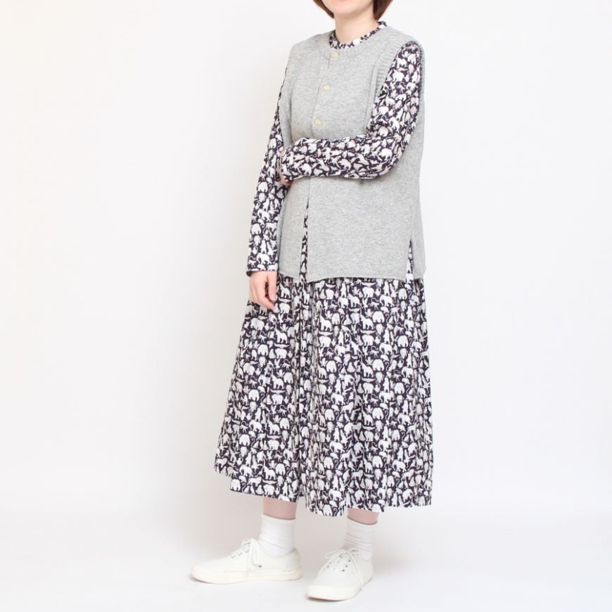 【20％OFF】【WINEサイズ２ ラスト1点】24animals長袖キーネックワンピース(2409)