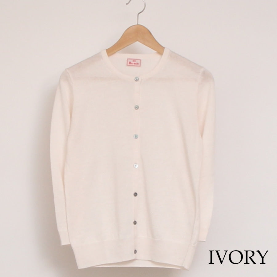 【BLACKのみ残り僅か】mao made UVカットリネン クルーネックカーディガン25