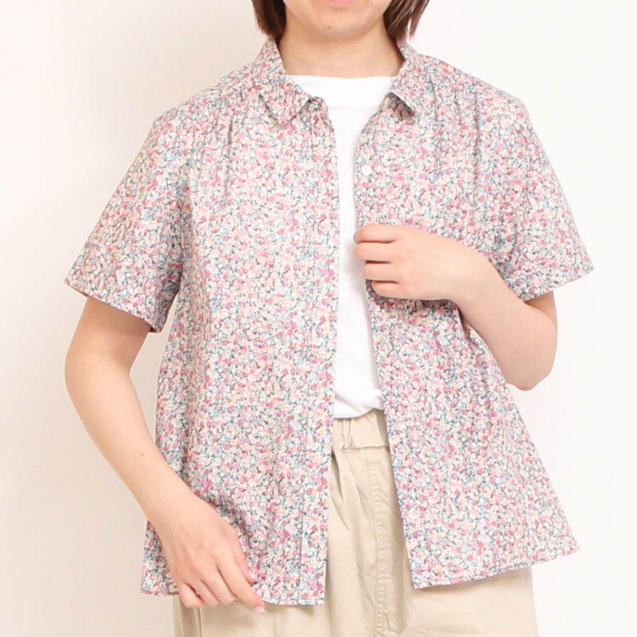 【20％OFF】【WHITEのみ ラスト1点】HOKKOH LIBERTY 比翼ギャザーシャツ(2506)