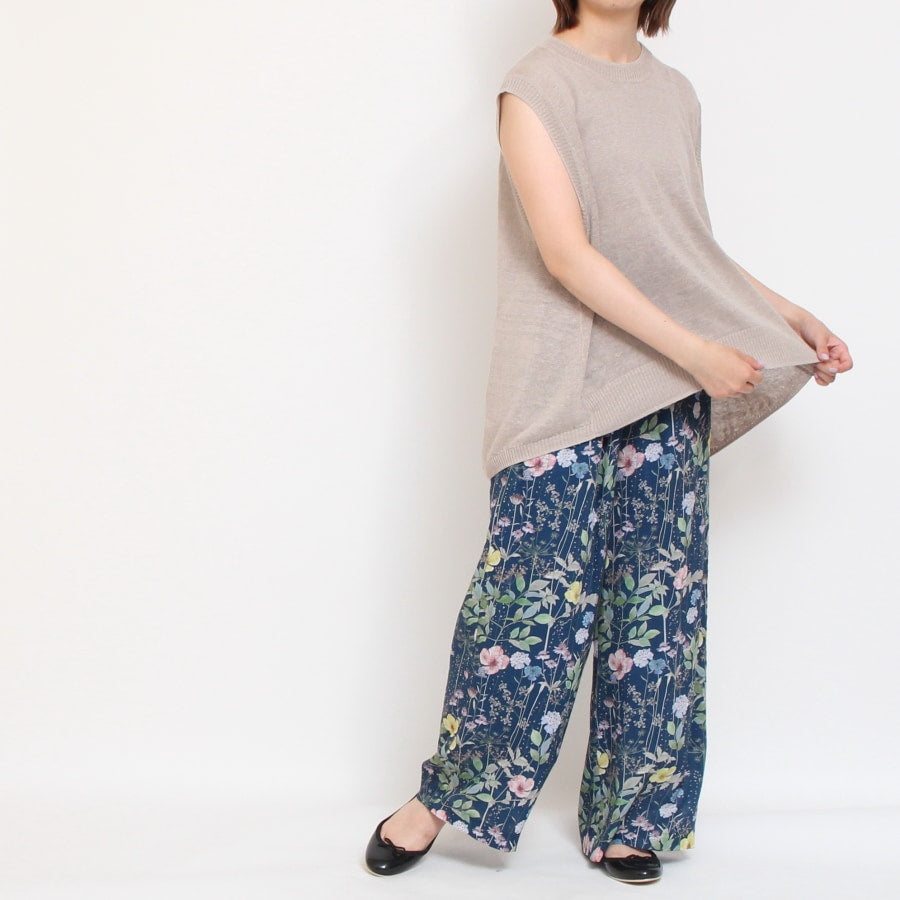 【BLUEのみ ラスト１点】シルフローンLIBERTYイージーワイドストレートパンツ2507