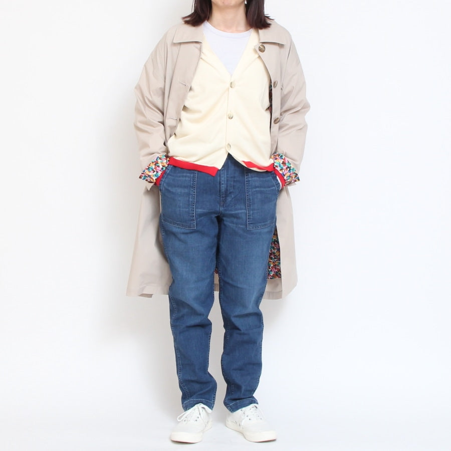 【30％OFF】【BLUEのみ ラスト1点】NARUリブバイカラーVネックカーディガン