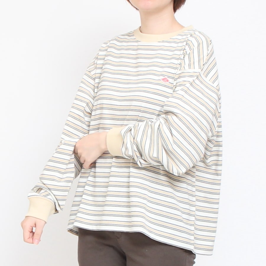 【IVORYラスト1点】DANTONボーダークルーネック長袖Tシャツ24