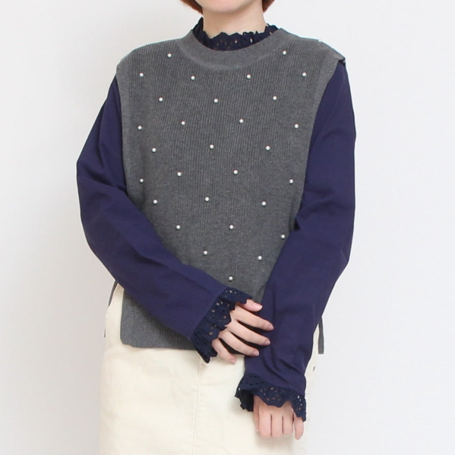 【50%OFF】sosottoパールニットベスト