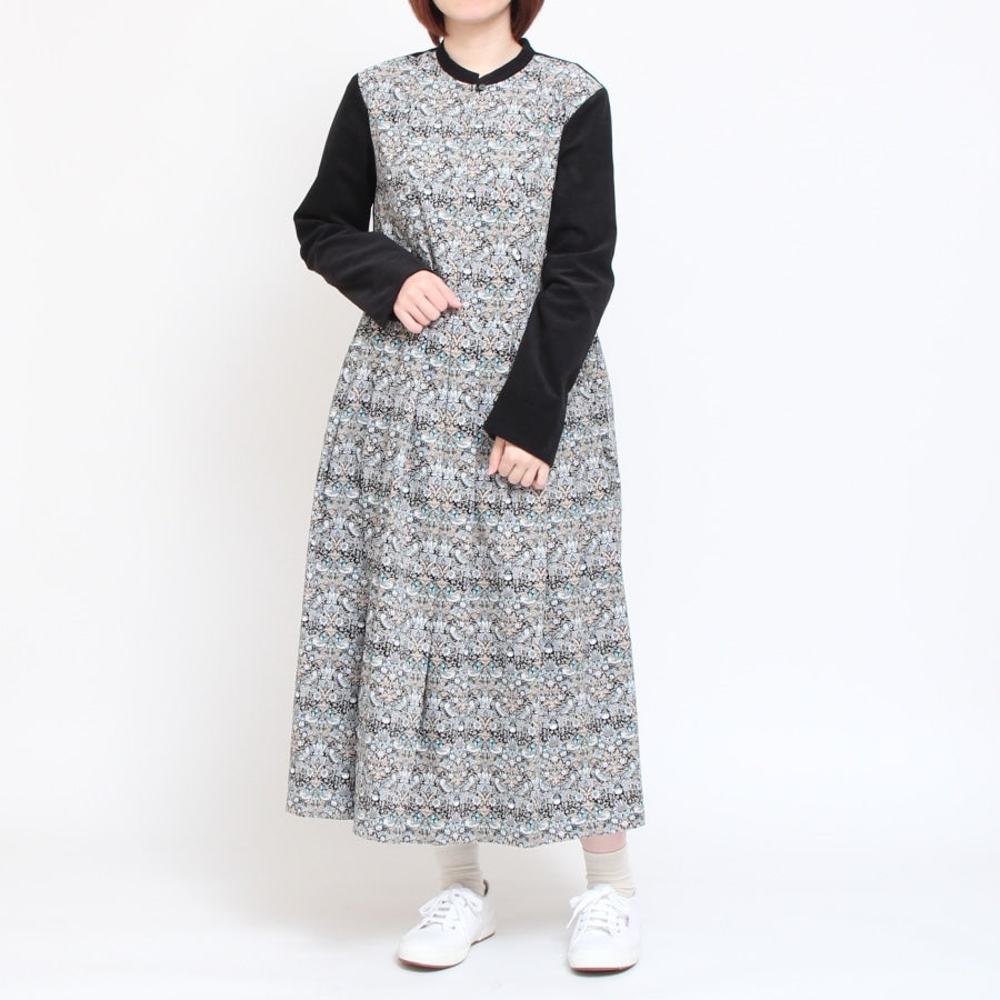 【CAMELのみ】コーデュロイLIBERTY切替キーネックワンピース2411