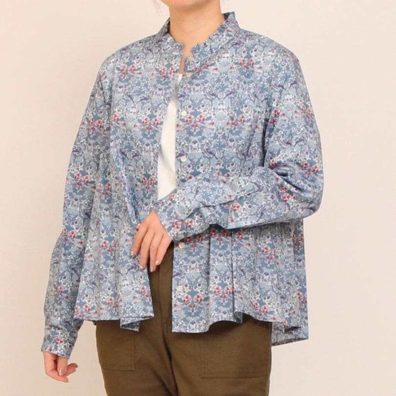 【再値下げ】【YELLOWのみラスト1点】LIBERTYスタンドフリルAラインシャツ
