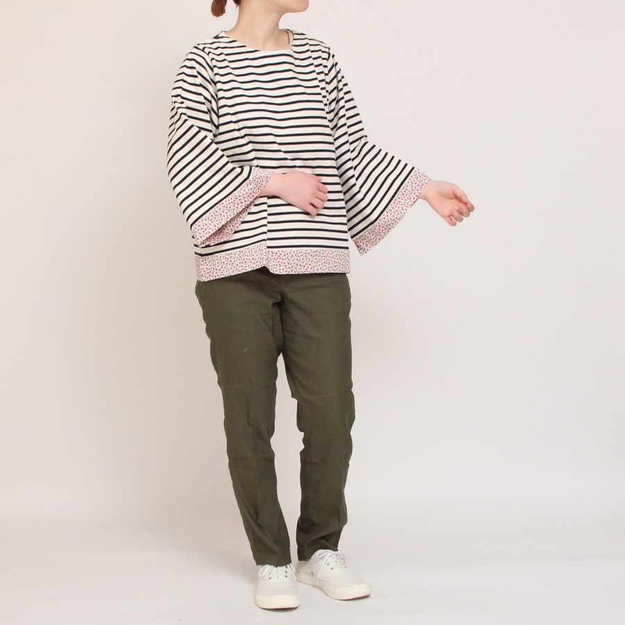 【30％OFF】【WHITE・NAVYのみ 残り僅か】LIBERTYボーダーMIXプルオーバー