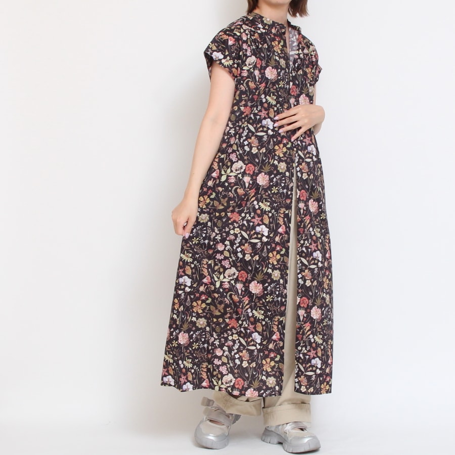 【30%OFF】【BROWNラスト1点】リバティ スタンドフレンチワンピース(2507)