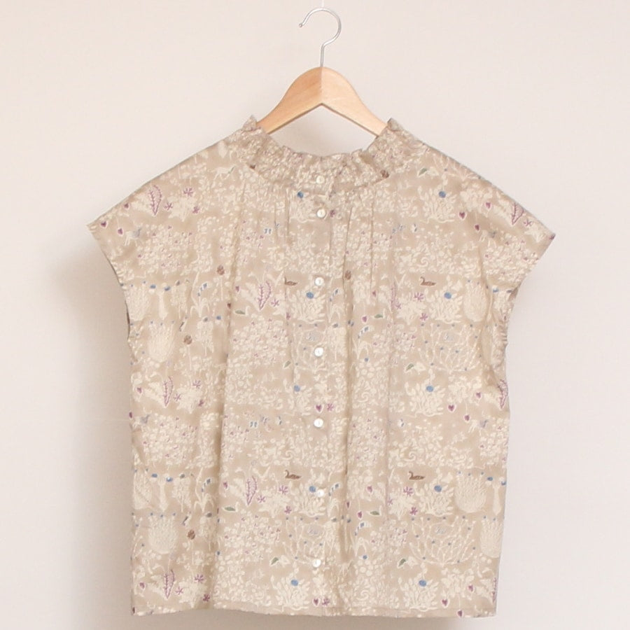 【NAVYラスト1点】LIBERTY 2WAYシャーリングフレンチブラウス2507