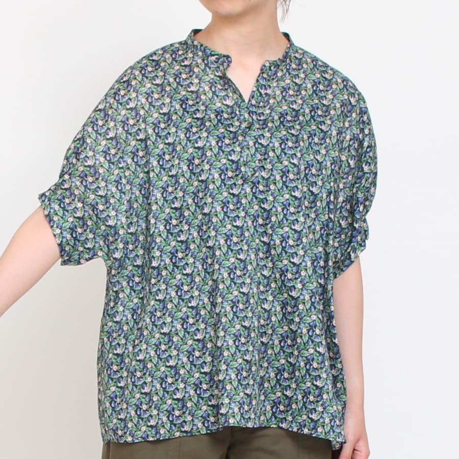 【WHITEのみ 残り僅か】【本店限定商品】シルフローンLIBERTYスタンドカラーシャツ69078
