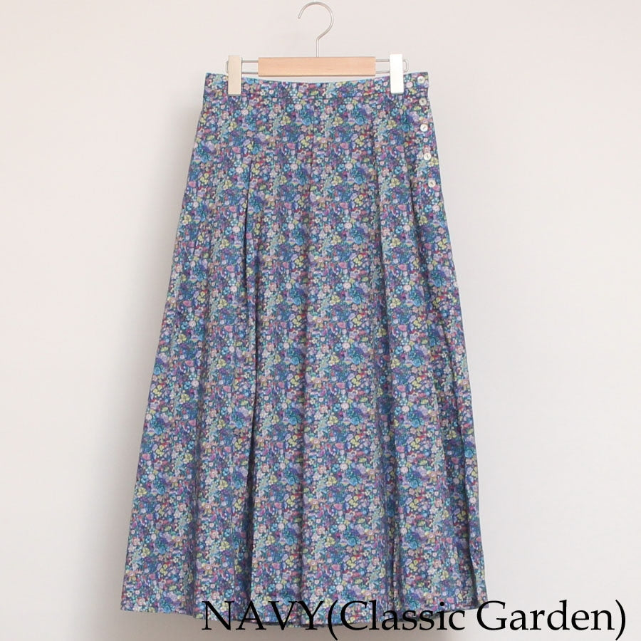 【WINE・BLUEラスト1点ずつ】リバティサイド釦スカート(2405)