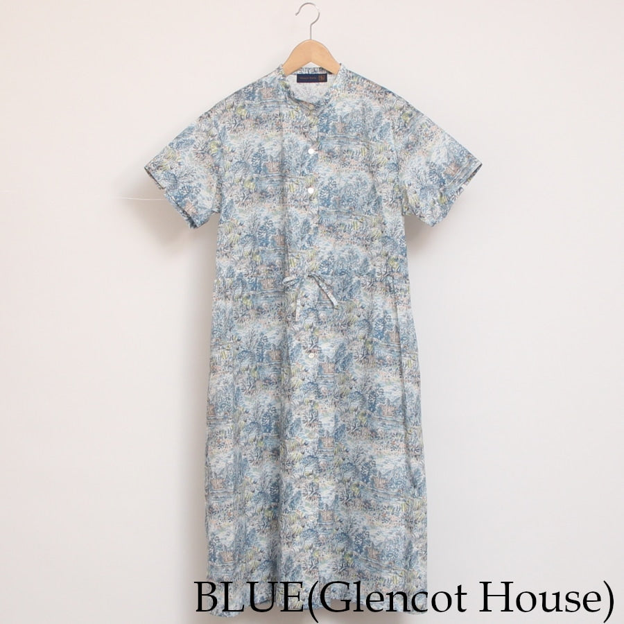 【期間限定20％OFF】【BLUEラスト1点・本店限定商品】リバティ半袖ドロストワンピース(2508)