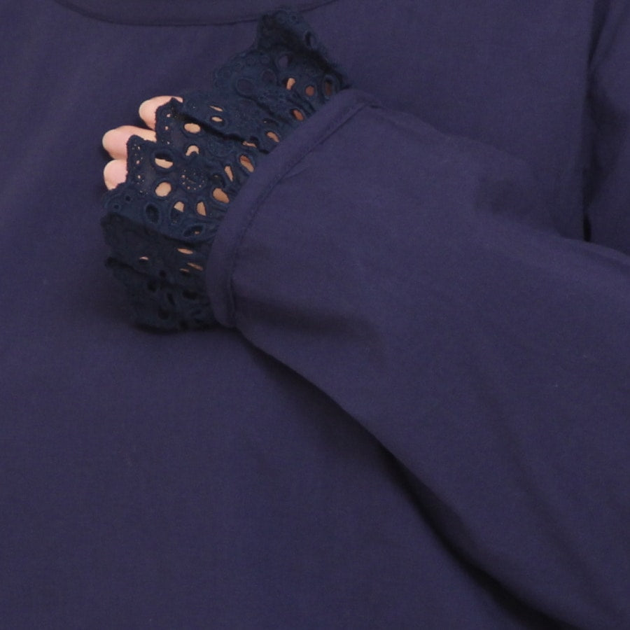 30％OFF】【NAVYのみ ラスト1点】kelenレースフリルデザインプルオーバー