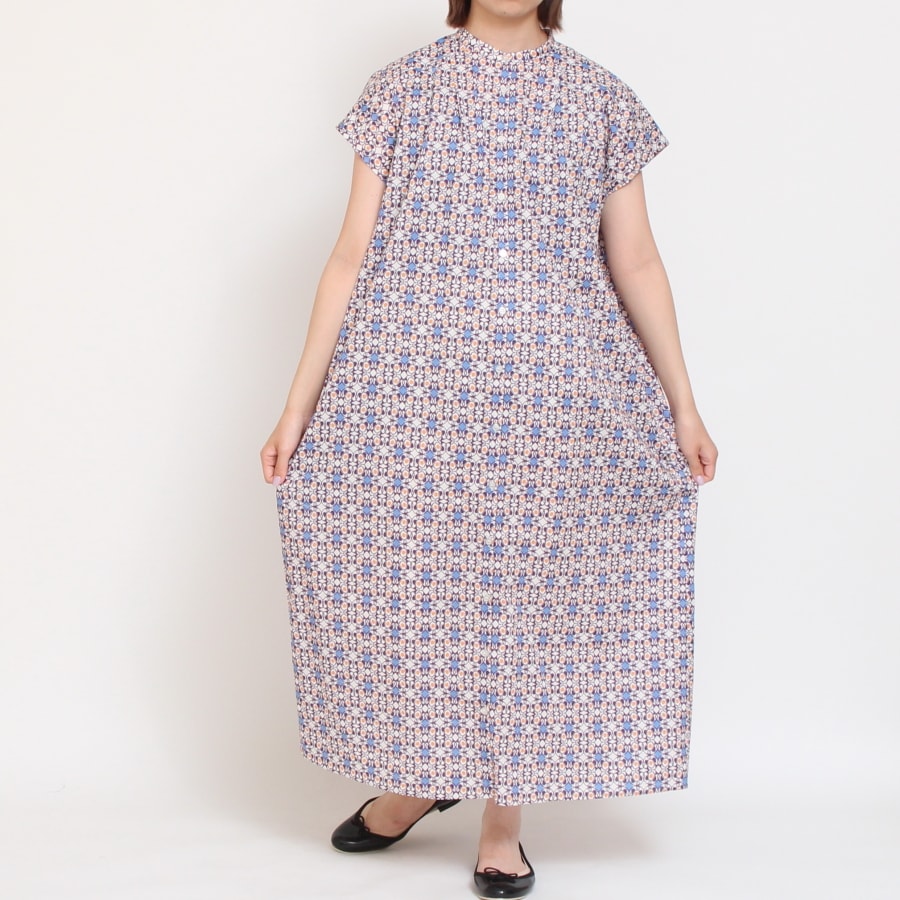 【30%OFF】【BLUE・BROWNラスト1点】リバティ スタンドフレンチワンピース(2507)