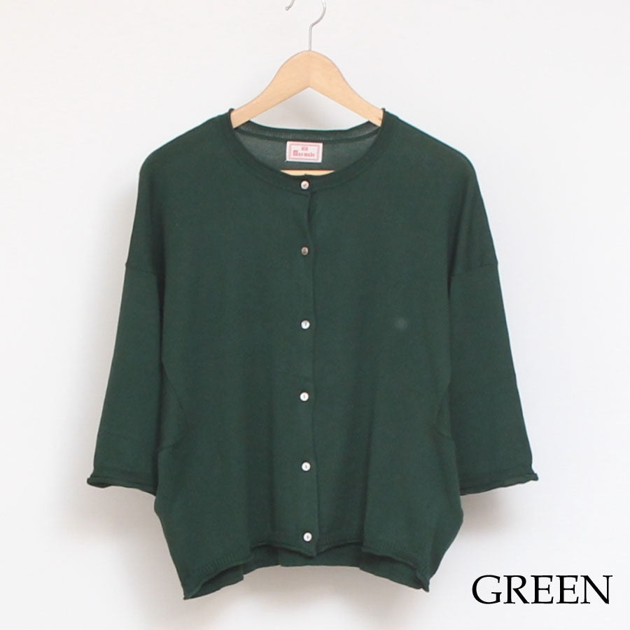 【30％OFF】【残り僅か】mao madeピマコットン7分袖カーディガン(2407)