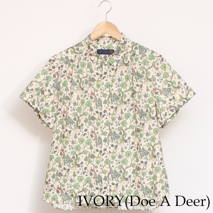 【20％OFF】【WHITEのみ ラスト1点】HOKKOH LIBERTY 比翼ギャザーシャツ(2506)