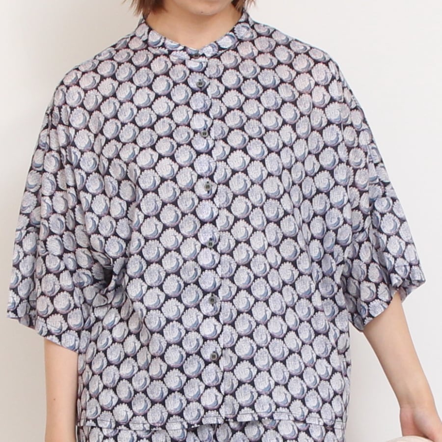 【NAVYラスト1点】【本店限定商品】シルフローンLIBERTY スタンドカラードルマンシャツ2507
