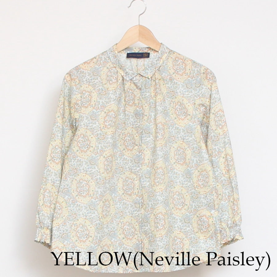 【IVORY・YELLOW ラスト1点ずつ】HOKKOH LIBERTY ミニカラー袖シャーリングSH2505