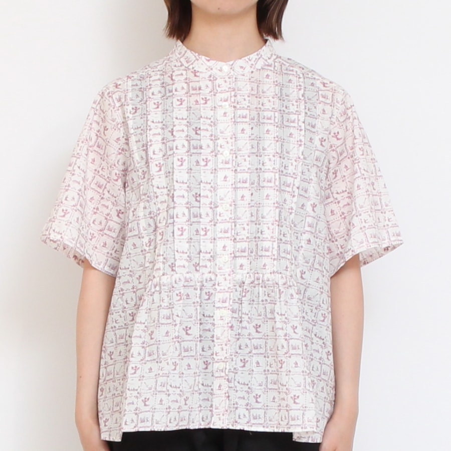 【PINKのみ 残り僅か】リバティ ワイドピンタック切替シャツ(2507)